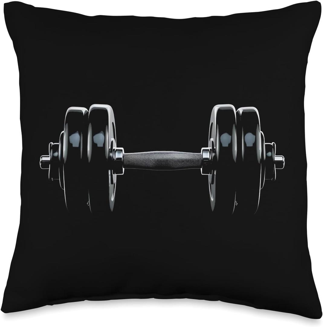 Dumbbell 3D Throw Pillow, Size: 16x16