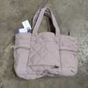 Prite Quilted Tote Bag for Women, Lightweight Puffer Tote with Zipper, Travel Work Nurse Gym Bag