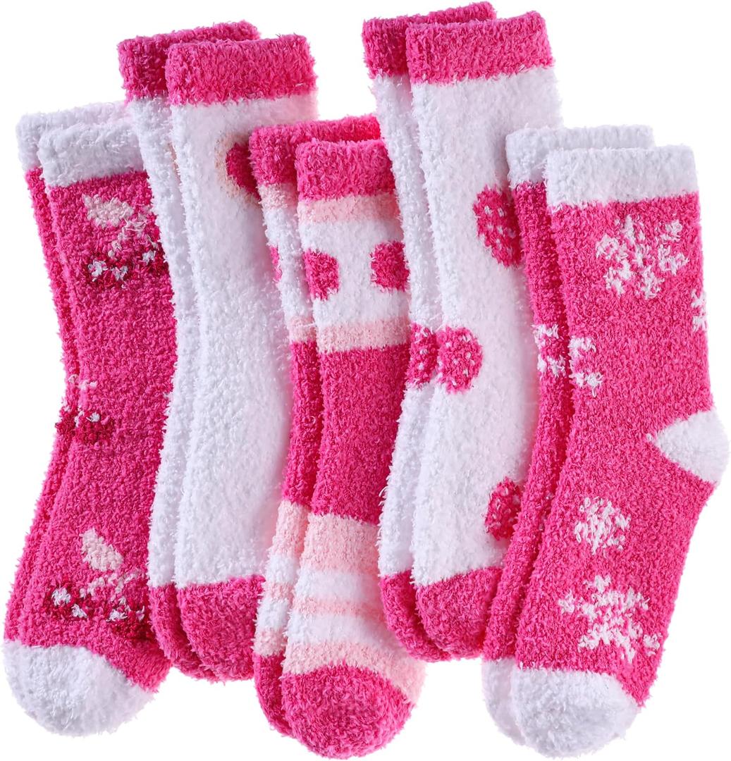2 x Yebing Fuzzy Socks for Women Fluffy Slipper Winter Warm Cozy Plush Sleep Heart Gift Socks