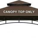 Grill Gazebo Replacement Canopy Top Only - 5' x 8' Outdoor BBQ Gazebo Canopy Roof, Waterproof Double Tiered Shelter Cover Fit for Model L-GG001PST-F (Coffee, 5x8)