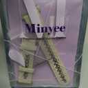 Minyee Leather Band Compatible with Fitbit Versa 2/Fitbit Versa/Versa Lite Bands Women, Dressy Premium Leather Designer Strap with Stainless Steel Metal Chain for Versa 2 Smartwatch Accessories (Starlight/Starlight)