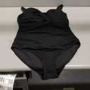 SHAPELLX Tummy Control Swimsuits Women V Neck One Piece Bathing Suit Ruched Push Up Slimming Swimwear Built-in Bra (Large, Black)