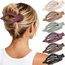 6 PCS Large Flat Hair Clips for Women, French Concord Lay Down Flat Claw Clips for Thick Thin Hair, Comfortable Curved Flat Hair Clip, Matte Non-slip Strong Hold Hair Accessories, Chic Colors