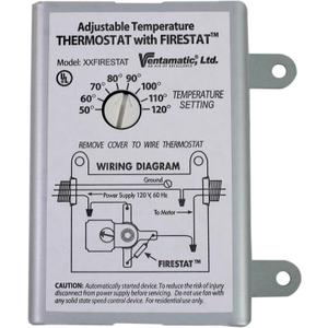 Ventamatic XXFIRESTAT 10-Amp Adjustable Programmable Thermostat with Firestat for Power Attic Ventilators, Replacement Thermostat , White