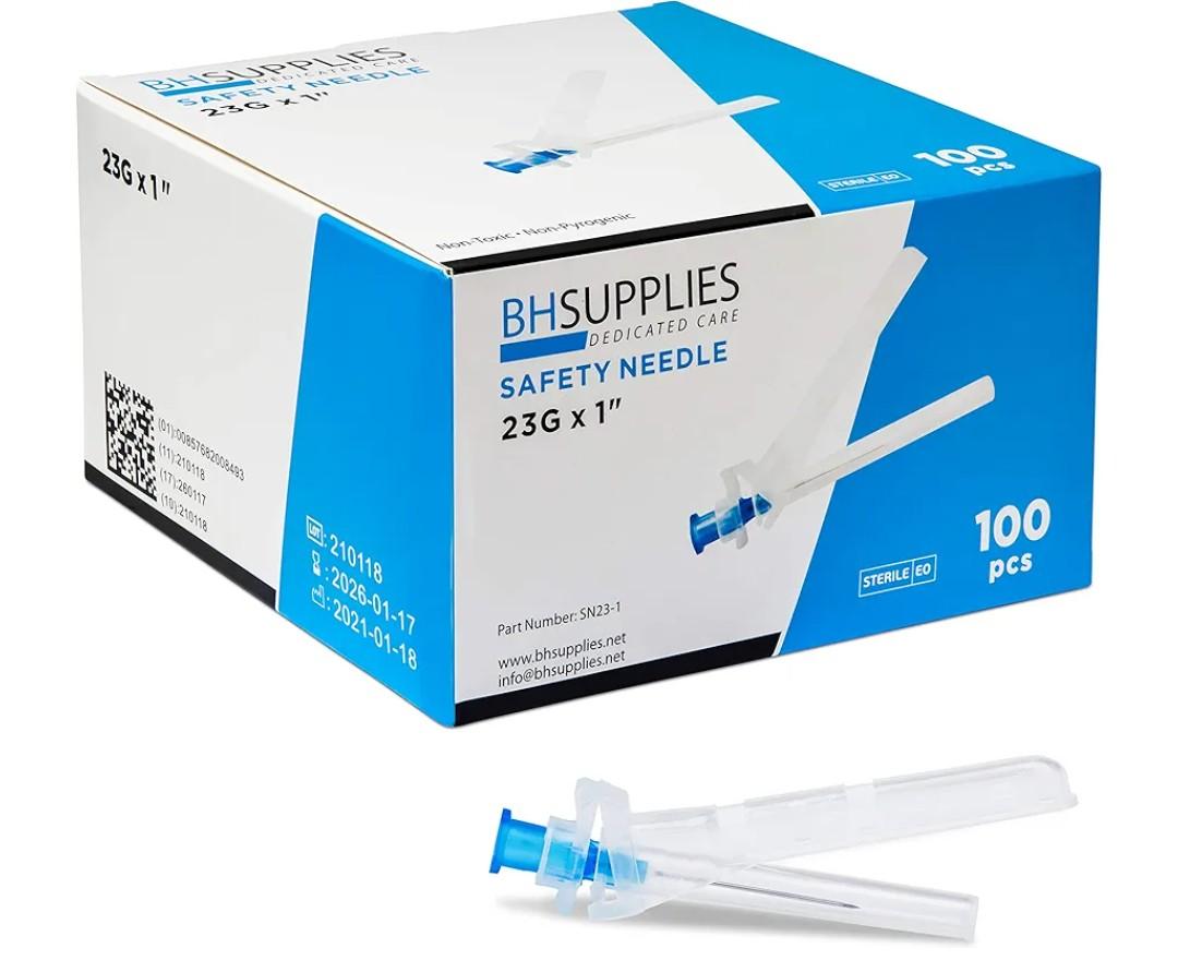 BH SUPPLIES Safety Needle 23G x 1" (Box of 100)