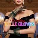 CASDRE Short Tulle Gloves Wrist Length Sheer Glove Halloween Evening Costume Gloves for Women (Green)