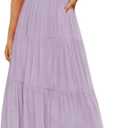 ZESICA Women's 2026 Summer Casual Flutter Short Sleeve Crew Neck Smocked Elastic Waist Tiered Midi Dress (Large, Light Purple)
