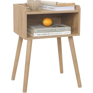 MaxSmeo Nightstand, Mid Century Modern Side Table Bedroom with Storage, Small End Bedside Table with Solid Wood Legs for Living Room, Office Small Spaces (Rustic Walnut)