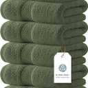 White Classic Luxury Forest Green Hand Towels - Soft 100% Turkish Cotton | Highly Absorbent Hotel spa Bathroom Towel Collection | 16x30 Inch | Set of 6, Small