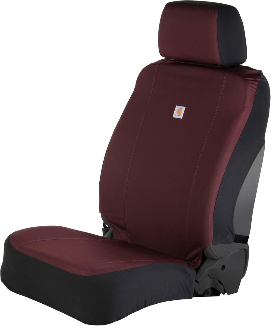 Carhartt Universal Nylon Duck Canvas Fitted Bucket Seat Cover, Durable Seat Protection with Rain Defender, Single, Port (One Size)