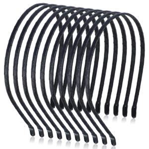 10 Pcs Metal Hair Band, 0.5 cm/0.2" Black Headband Thin Smooth Wire Headband Blank Plain Hairband Craft Headbands Frame Base for Women Men Girls DIY Hair Accessories