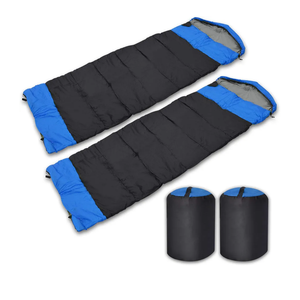 Blue Double Conjoined Hooded Sleeping Bag Outdoor Camping or Indoor Sleep