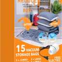 GONGSHI Vacuum Storage Bags, Space Saver Bags for Clothing,Blankets,Comforters, Pillows, Clothes,Travel,15 Combo-EPUMP