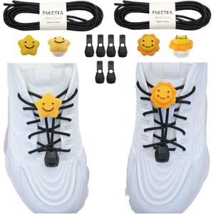 2 x 2 pairs children's Cute Elastic Shoe Laces -Elastic No Tie Shoelaces for Kids, Adults