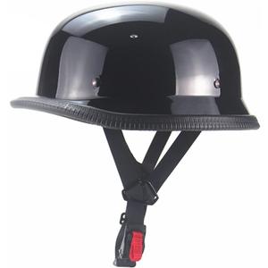 German Style Motorcycle Helmet, Adult Half Helmet Open Face DOT Approved, Motorcycle Cruiser Scooter Cool Helmet (XX-Large, Bright Black)