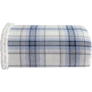 Eddie Bauer - Blanket, Super Soft Reversible Sherpa & Brushed Fleece Bedding, Throw Blankets for Couch, Ideal for Lounging (Edgewood Plaid Blue), 50" x 60"