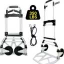 . 350LBS Folding Hand Truck Dolly Cart, Aluminum Portable Cart Heavy Duty Utility Dolly Trolley with Swivel Handle, Telescoping Handle, Elastic Cord, 7-inch Big Wheels for Home, Shopping, Office,  350 lbs, 2 Wheels, Double Handle