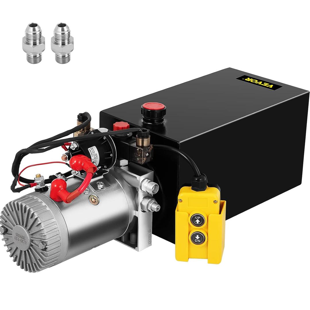 Vevor Hydraulic Power Unit 10 Quart Hydraulic Pump Double Acting Power Unit Dump Trailer for Dump Trailer Car Lifting 3200 PSI (Steel, 10 Quart/Double Acting): Industrial & Scientific