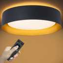 Bargeni Flush Mount Ceiling Light with Remote,Matte Black with Gold Inside,24W/2700K-6000K/with Night Light Mode,12.5 inch LED Flush Mount Light for Bedroom,Living Room,Kitchen