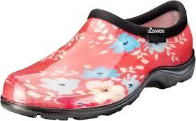 Sloggers Original Waterproof Rain and Garden Shoe for Women– Outdoor Slip-On Garden Clog - Made in The USA with Premium Comfort Insole and Arch Support - Floral Fun Coral, Size 9