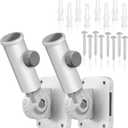 Adjustable Flag Pole Holder, Flag Pole Bracket for Outside House Heavy Duty Aluminum, Multi-Position Flag Pole Mounting Bracket Rust Free with Hardwares, 1" Inner Diameter (Silver-2 Pack)