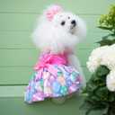 CuteBone Happy Easter Eggs Dog Dress Velvet for Small Dogs Girl Pink Puppy Dresses Dog Clothes CVA18L-D, Large