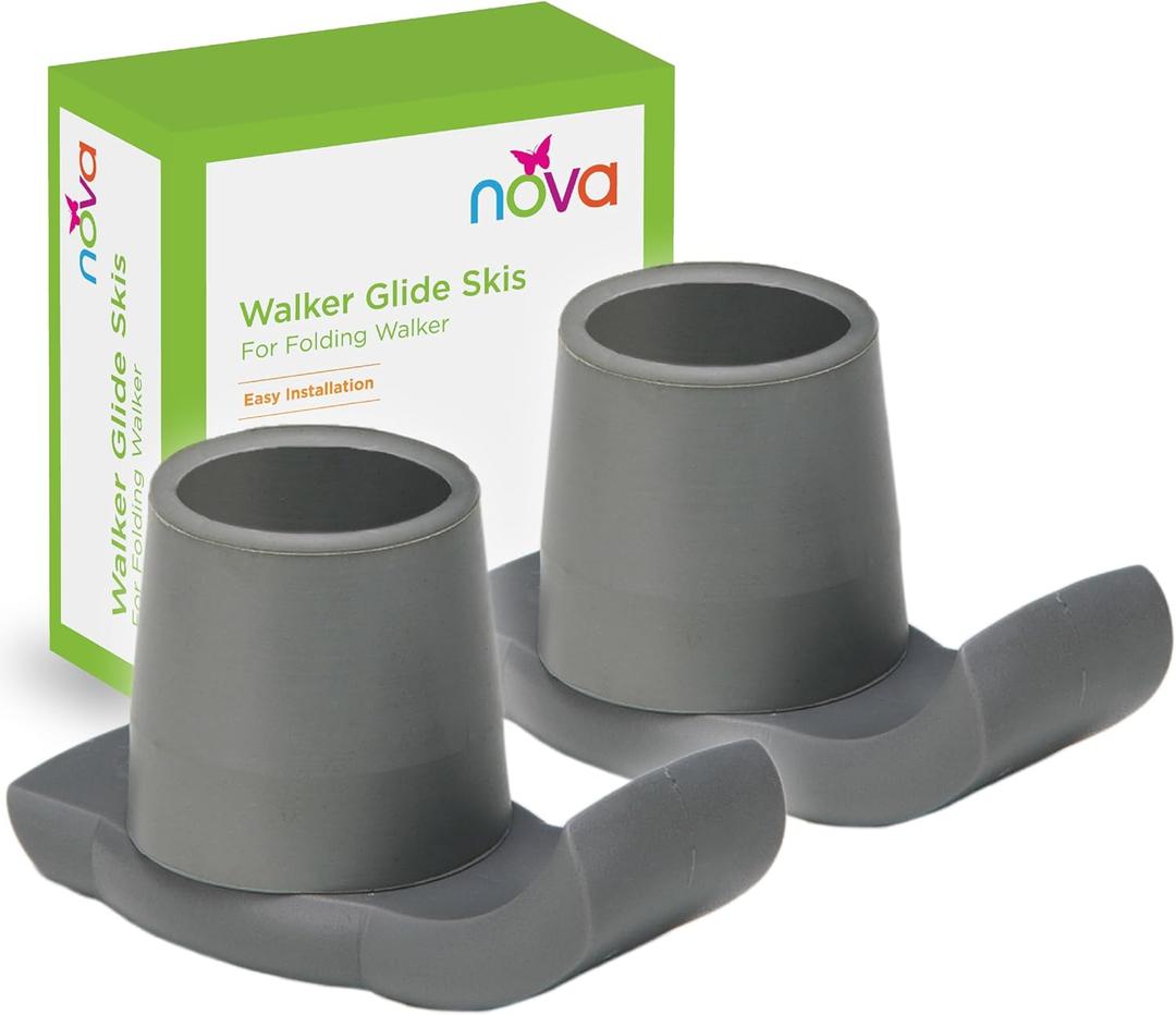 NOVA Medical Products Walker Glide Skis, Universal Fit, One Pair, Gray, 2 Count (Pack of 1)