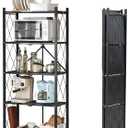 BRIAN & DANY 5-Tier Foldable Storage Shelves with Wheels, Folding Metal Rack Shelving Unit, Heavy Duty No Assembly Organizer Shelf for Garage, Kitchen, Basement, Pantry, Black, 13.1"D x 25.6"W x 59.1"H