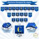 Graduation Decorations 2026 Navy Blue and Gold Grad Party Decorations Including Congrats Grad 2026 Banners, Paper Pompoms, Hanging Swirls, Balloons for Graduation Party Decorations
