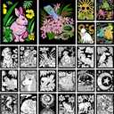 Zhanmai 48 Pcs Fuzzy Velvet Coloring Posters Artistic Edition Animal Fuzzy Color Your Own Sheets for Adults DIY Coloring Poster for Family Craft Project