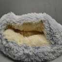 YUDANSI Cat Bed Hooded for Indoor Cats, Dog Bed with Large Covered Hood for Small Dogs Cats Puppy Kitty, Anti Anxiety Donut Cuddler, Anti Slip Plush Faux Fur Enclosed Pet Nest (Washable)(Gray-20inch)