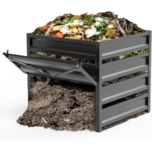 Compost Bin Outdoor - 285 Gallon Composter with Rust-Proof Coating, Painted Finish, Large Compost Bin for Producing Fertilizer from Kitchen Waste and Fallen LeavesMetal