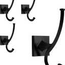 TUNNY 4 Pack Vintage Wall Hooks-Matte Black Coat Hooks Towel Hook for Hanging Heavy Duty Bathroom Hook Hat Hook Double Wall Mounted Coat Hanger