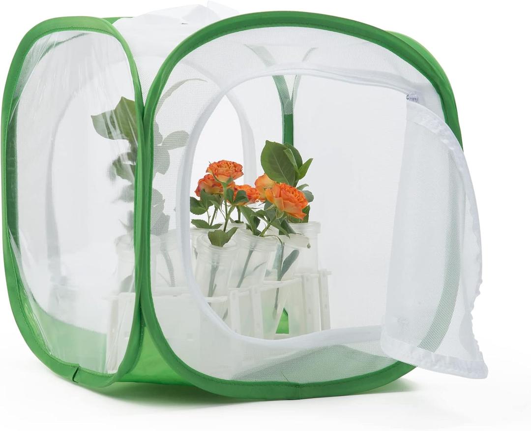 Two Doors Monarch Butterfly Habitat, Insect Mesh Cage, Caterpillar Enclosure Terrarium Pop-up (12 X 12 X 12 Inches)