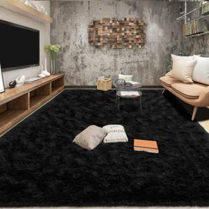 Tepook Area Rugs 8x10 for Living Room, Super Soft Fluffy Rugs for Bedroom, Modern Shaggy Rug Fuzzy Carpets for Kids, Plush Indoor Nursery Home Decor Rug with Non-Slip Bottom, Black (8 x 10 Feet)