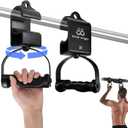 Rotating Pull-Up Handles-Ergonomic Exercise Handle for LAT Pulldown Attachments/Seated Rows/Barbell Handles -Quick Attachment to Bar for Strength Training Workout(Black)