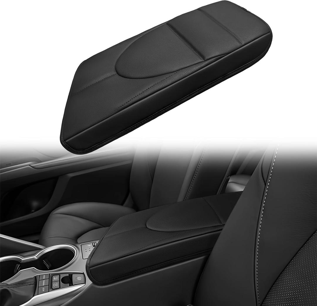 Muslogy Center Console Armrest Cover Fit for Toyota Camry 2018-2024 Accessories, Comfort Armrest Pad Console Lid Cushion Vegan Leather, Regular, Thick