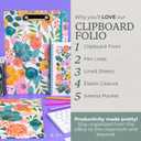 Steel Mill & Co Cute Clipboard Folio with Refillable Lined Notepad and Interior Storage Pocket, Floral Padfolio for Work, Garden Blooms Cream