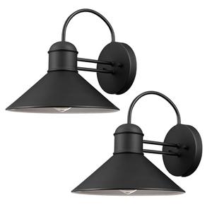 GLOBE Electric 44165 1-Light Outdoor Wall Sconce, 2-Pack, Black Finish, Weather Resistant, Exterior Lighting for House, Back Porch Lights, Front Patio Décor, Garage Fixture, Vintage