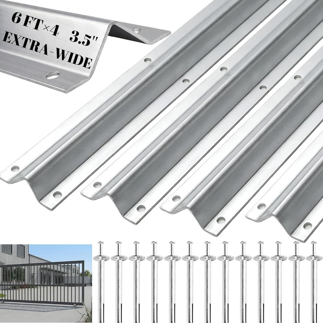 24FT Extra Wide Heavy Duty V Track (6FT4), Sliding Gate Track Compatible with 4&6'' Large V-Groove Rollers,Smooth Sliding Without Colliding with Anchor Bolts, Including Hammer-Type Anchor Bolts