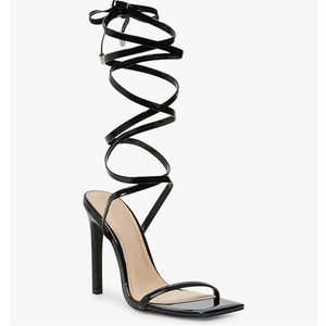 Ermonn Womens Strappy Lace Up Square Open Toe Stiletto Heeled Sandals High HeeIs Criss-Cross Summer Dress Wedding 7,5
