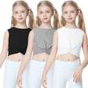 B&GCozy 3 Pack Sleevelss Crop Tops for Girls Kids Ribbed Knit Tank Tops Dance Yoga Top 6-15 Years (X-Small)
