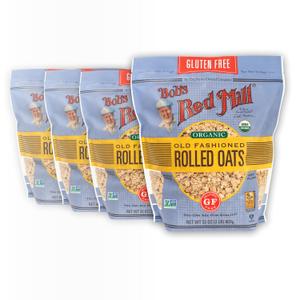 Bob's Red Mill Gluten Free Organic Old Fashioned Rolled Oats, 32oz (Pack of 4) - Non GMO, Whole Grain, Vegan, Kosher (EXP 01/17/28)