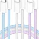 USBC to USB C Cable 10FT 3-Pack 60W (20V/3A), Type C to C Long Charger Cord Fast Charging for iPhone 15 16 17 Pro Max Plus, Samsung Galaxy S24/S23 S22, MacBook/iPad/Pixel/Apple/Android USB-C