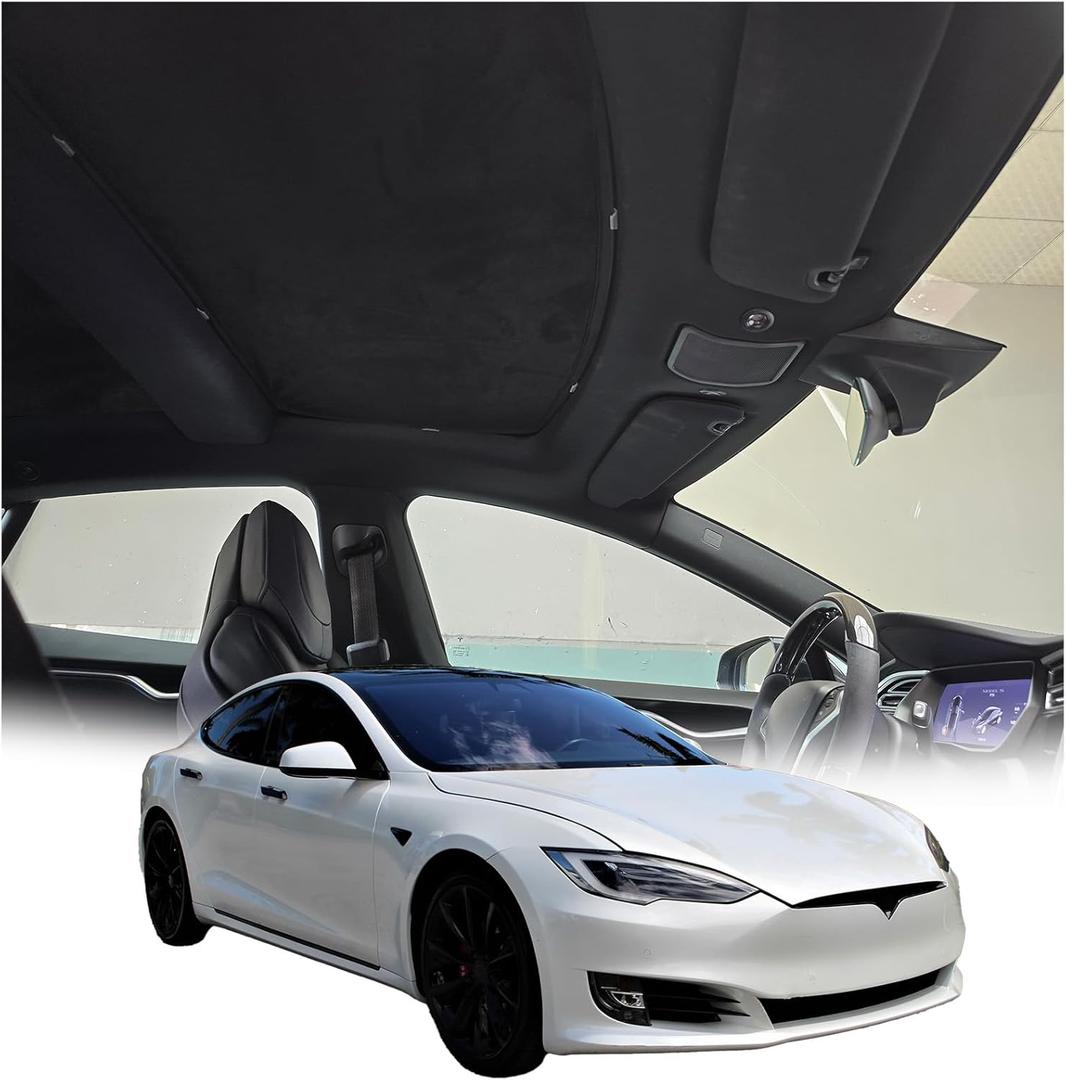 Glassroof Sunshade Compatible with Tesla Model S 2014-2018[No Gaps, Never Sag],Upgrade Soft Suede Glass Sunroof Sun Shade Foldable Heat Insulation Shield