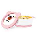 MR. CHOU Suction Baby Bowls with Leakproof Tempered Glass Lids for Babies & Toddlers, Ceramic First Stage Infant Feeding Supplies with Handles, 100% Food Grade Snack Cotainer for Kids, Pink