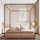 Stainless Steel Canopy Bed Frame Queen Size, Heavy Duty Metal Frame With Sturdy Post Poles, Thicken Canopy Frame for Wood or Metal Beds, Bedroom Decor, Black