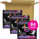 Kotex Overnight Maxi Pads with Wings, Extra Heavy Absorbency, 84 Count (3 Packs of 28)
