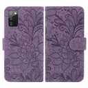 Case for Galaxy A03S Case, Samsung A03S SM-A037U Wallet Case with Tempered Glass Screen Protector, Lace Flower PU Leather Flip Credit Card Holder Phone Cover for Samsung Galaxy A03S Purple