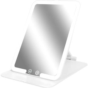 Foldable LED Makeup Mirror with Smart Sensor, 3 Light Modes, Rechargeable Travel Vanity Mirror for Desk & Travel
